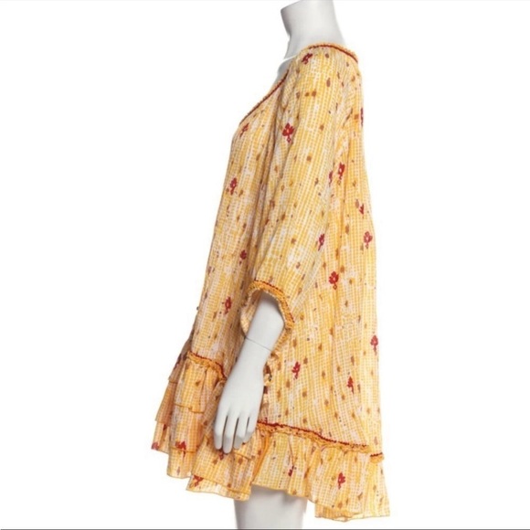 Poupette St Barth Yellow Fanciful Floral Bobo Poncho NWT Tunic/Minidress OS - Picture 5 of 16